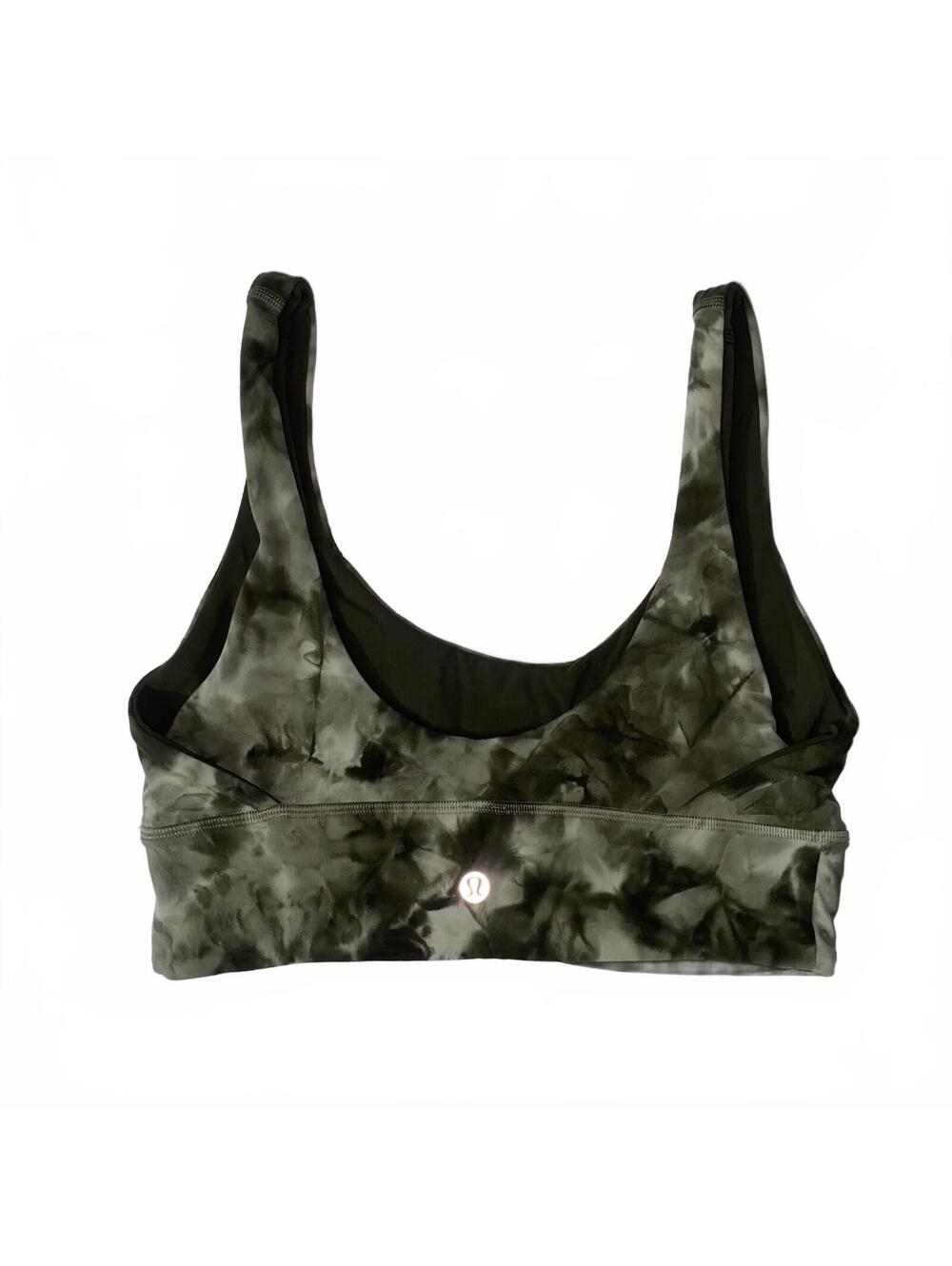 Lululemon Size 6 Olive Green Tie Dye Sports Bra Yoga Workout Athletic Top
